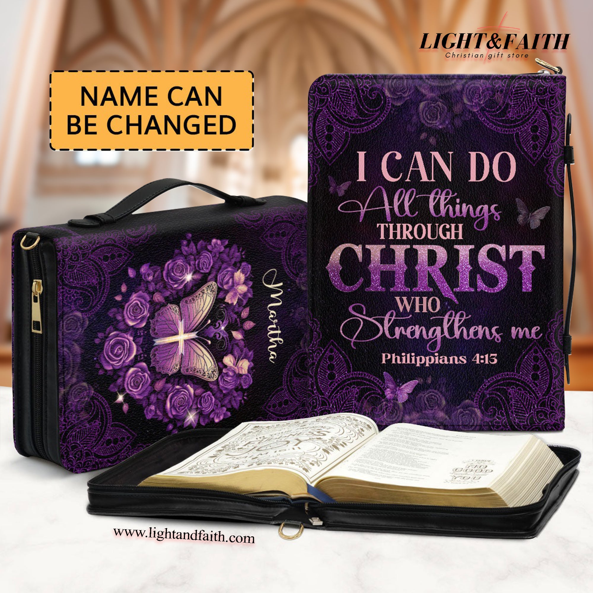 I Can Do All Things Leather Book Cover, Personalized Bible Cover With Handle, Spiritual Gift For Christian People, Christian Gift, Bible Covers Jesus Gifts